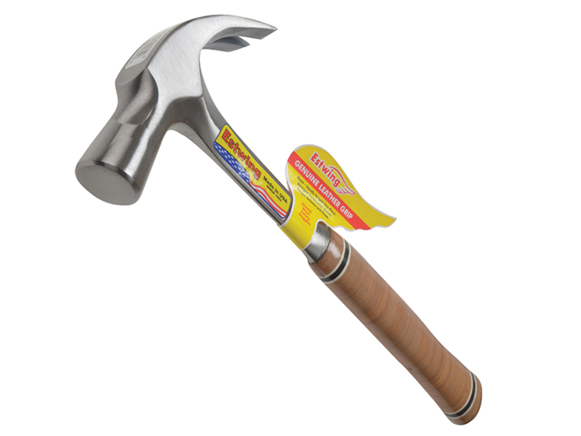 Estwing ESTE24C Curved Claw Hammer - Leather Grip 24oz, Silver - Image 2
