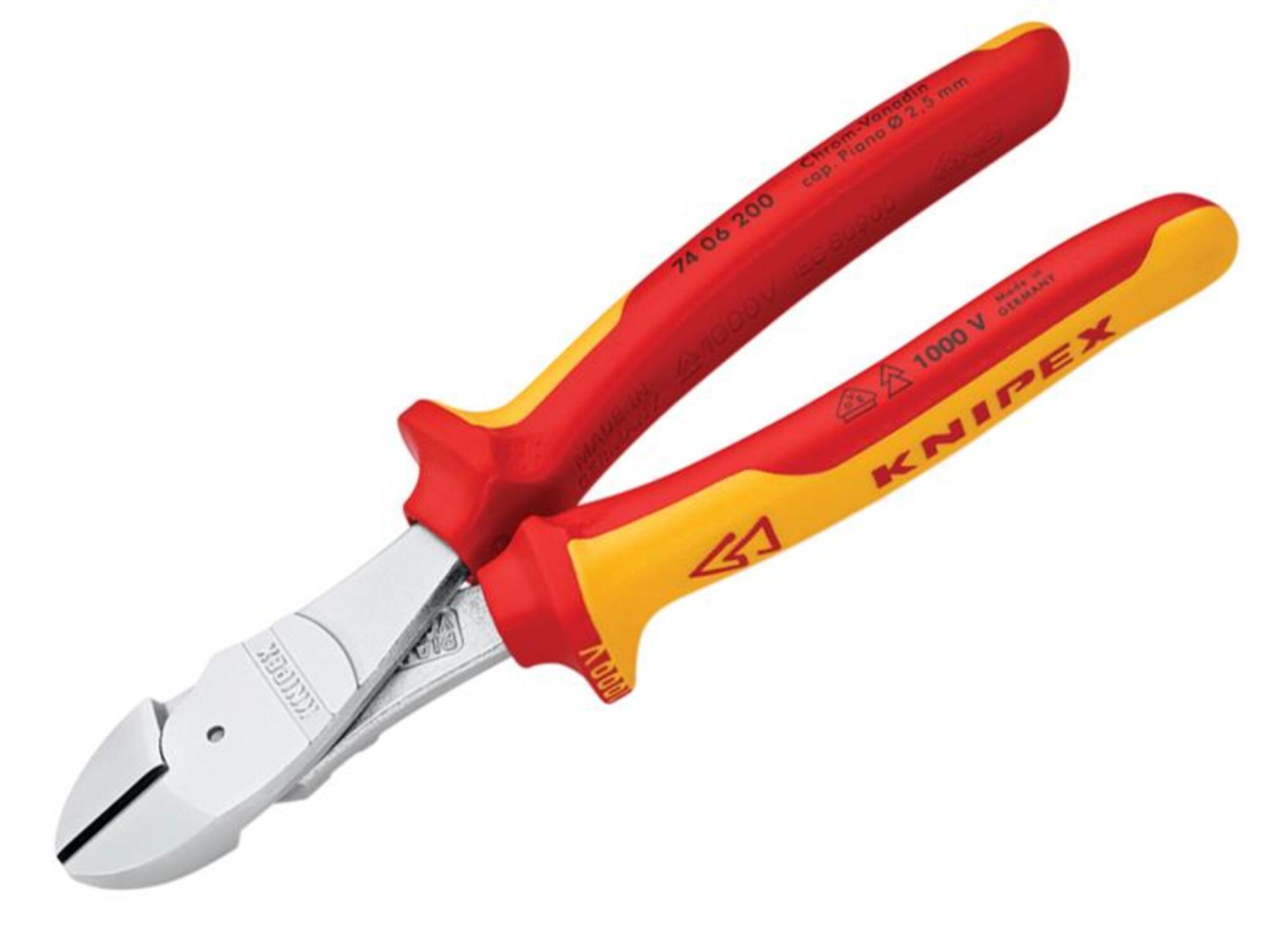 KNIPEX 7406200 VDE High Leverage Diagonal Cutter chrome-plated 200 mm - Image 4
